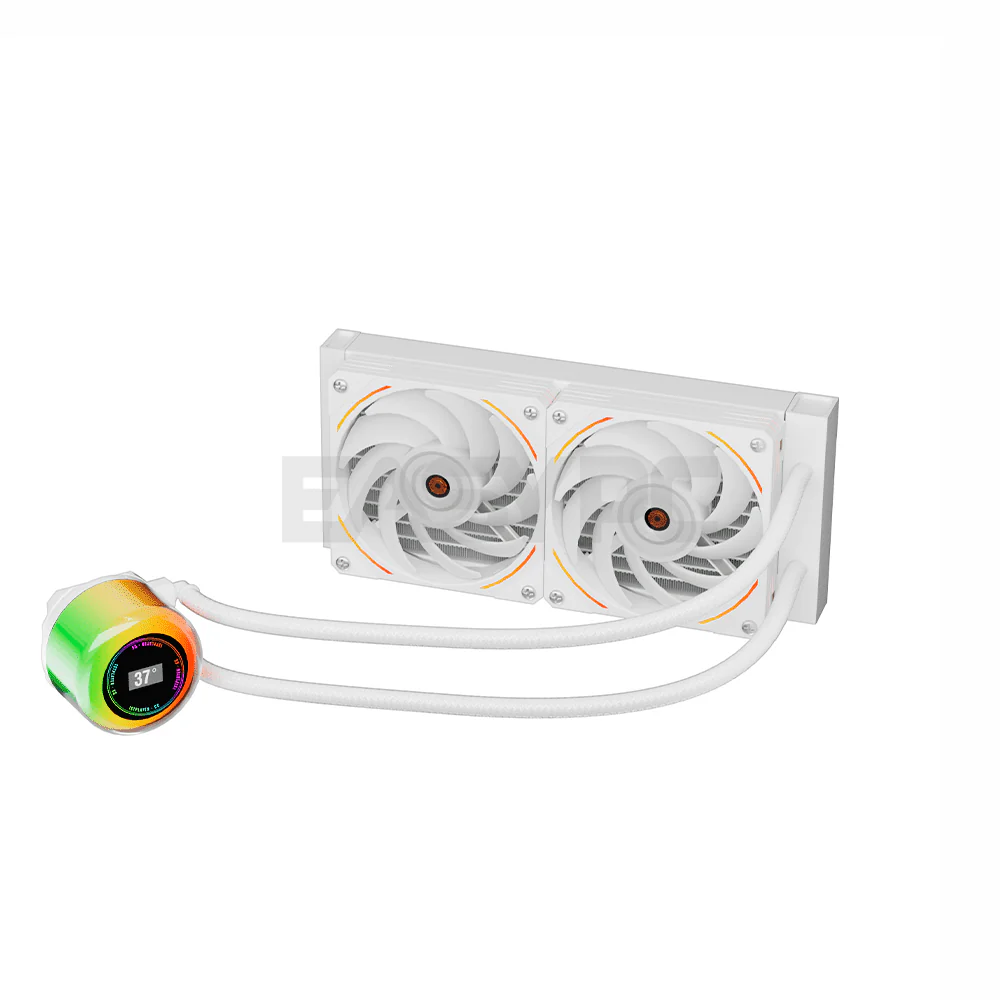 1stplayer CC240 ARGB AIO CPU Liquid Cooler w/ Temp Display White - Image 3