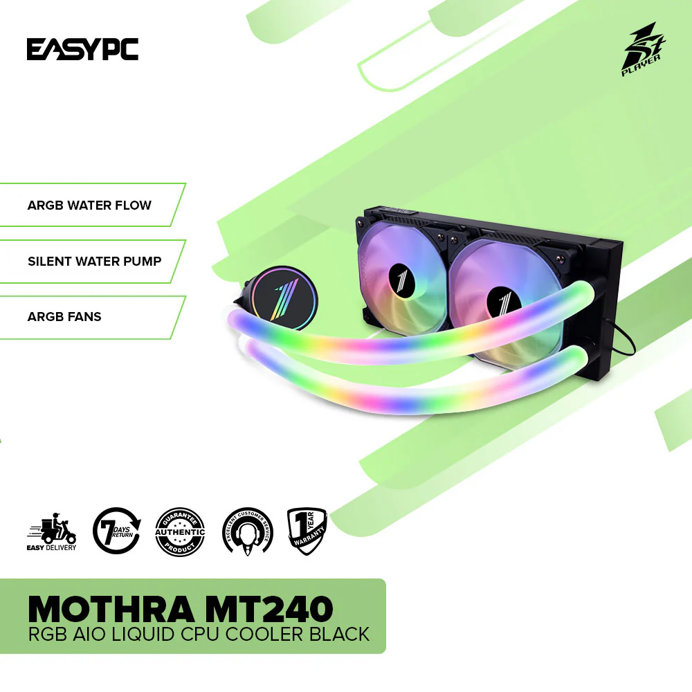 1stplayer Mothra MT240 RGB AIO Liquid Black and White/ MT360 AIO Liquid White CPU Cooler - Image 2