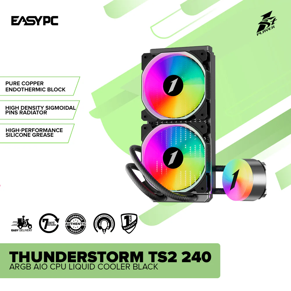 1stplayer Thunderstorm TS2 240 ARGB AIO CPU Liquid Cooler Black - Image 2