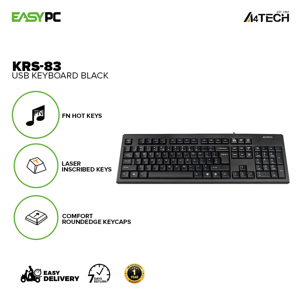 A4Tech KRS-83 Usb Keyboard Black - Image 2