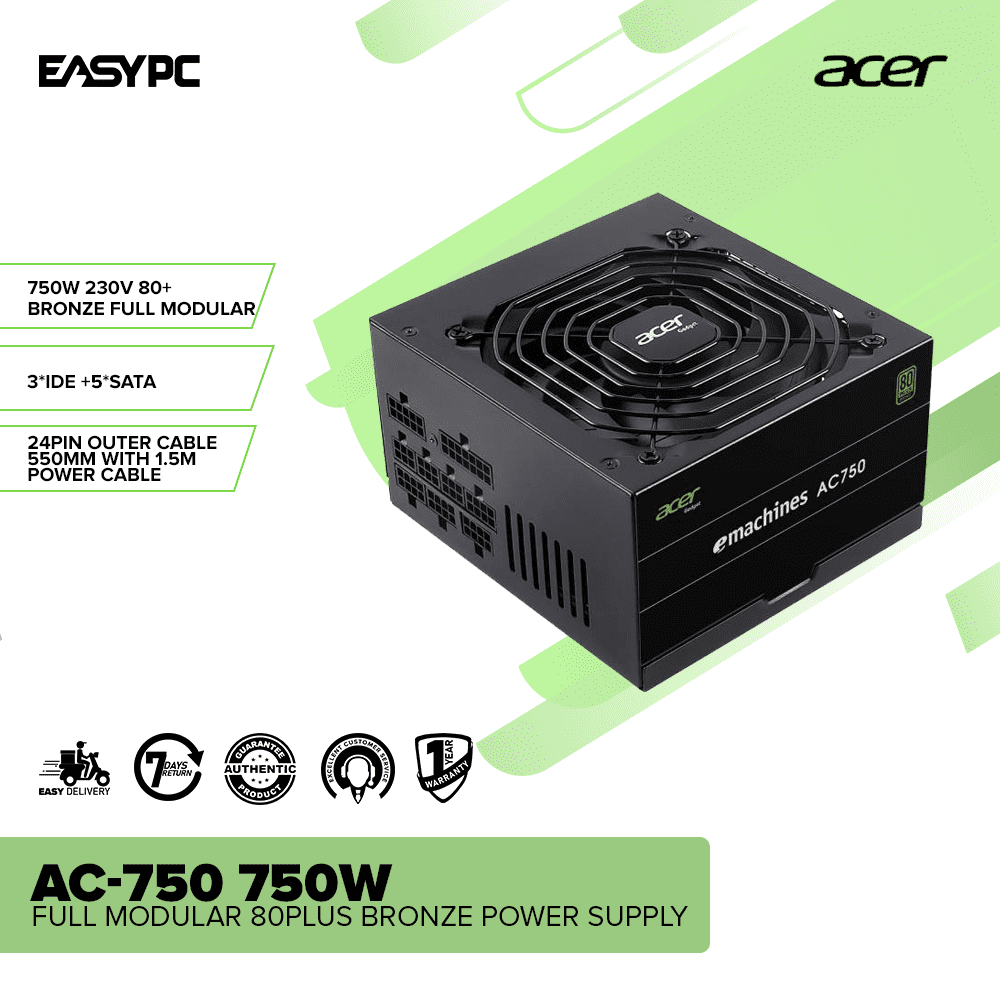 Acer AC-750 750w Full Modular 80plus Bronze Power Supply - Image 2