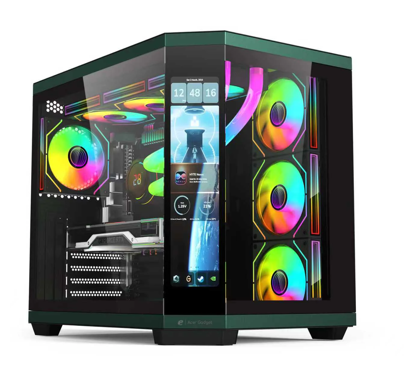 Acer Air 2 Plus with LCD Screen ATX PC Case Black