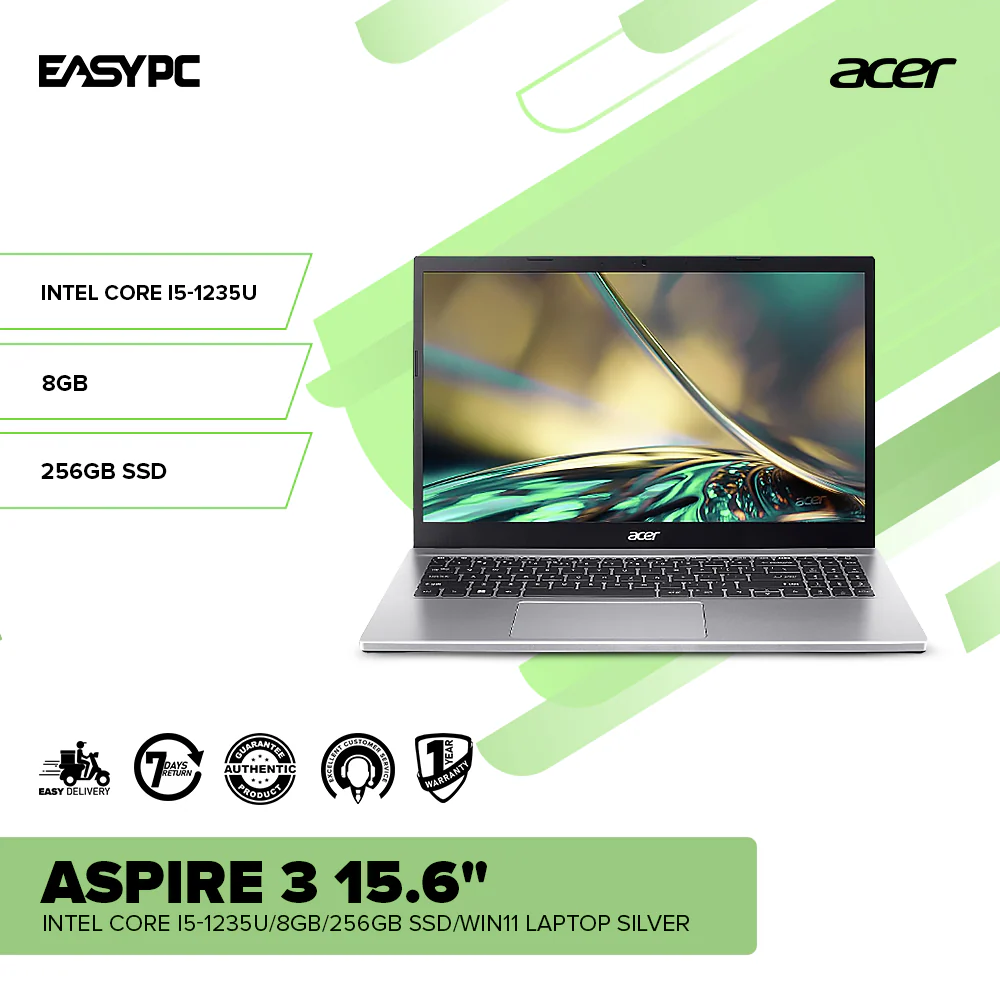 Acer Aspire 3 15.6" Intel Core i5-1235U/4GB+4GB/256GB SSD/Win11 Laptop Silver PS OBP - Image 2