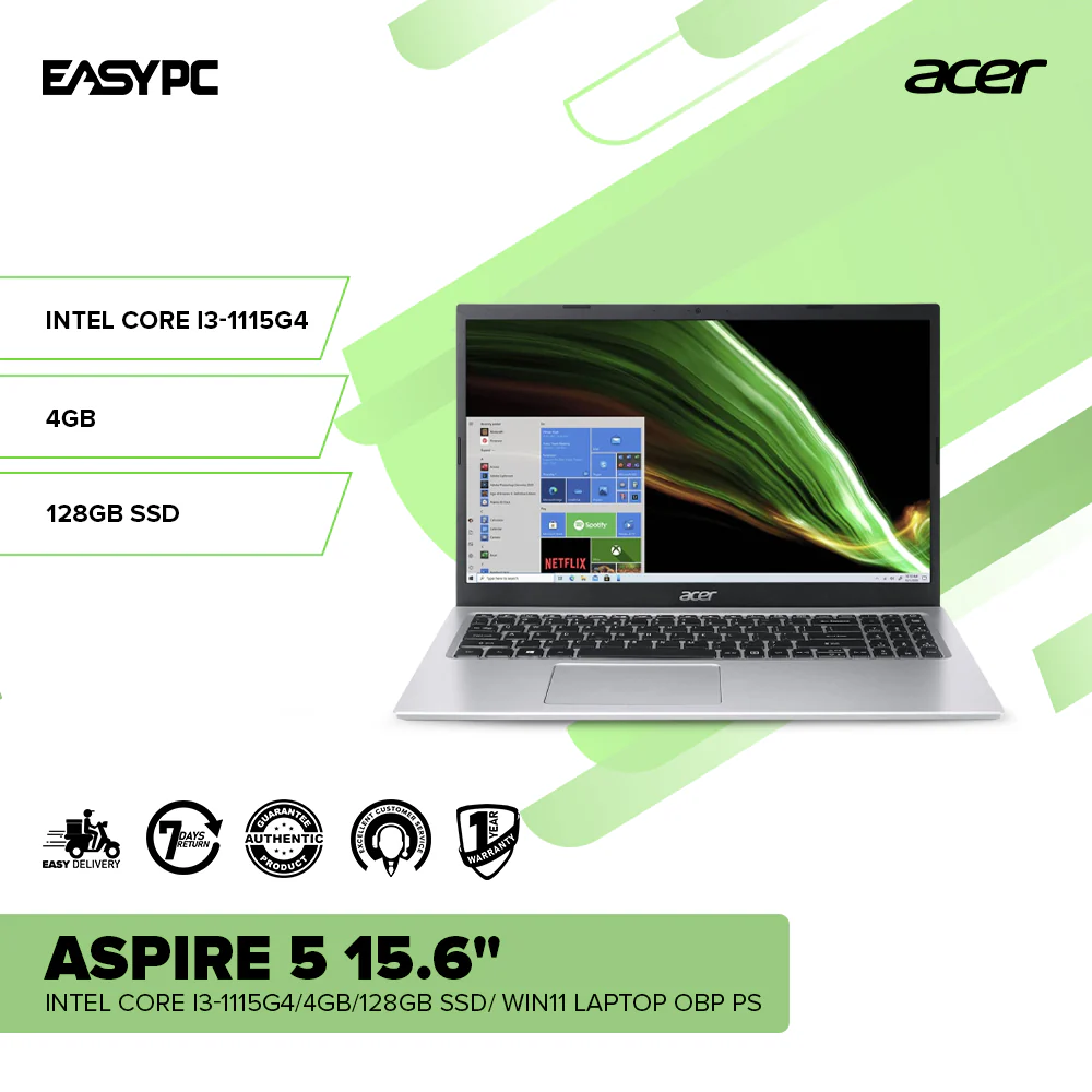 Acer Aspire 5 15.6" Intel Core i3-1115G4/4GB/128GB SSD/Win11 Laptop OBP PS - Image 2