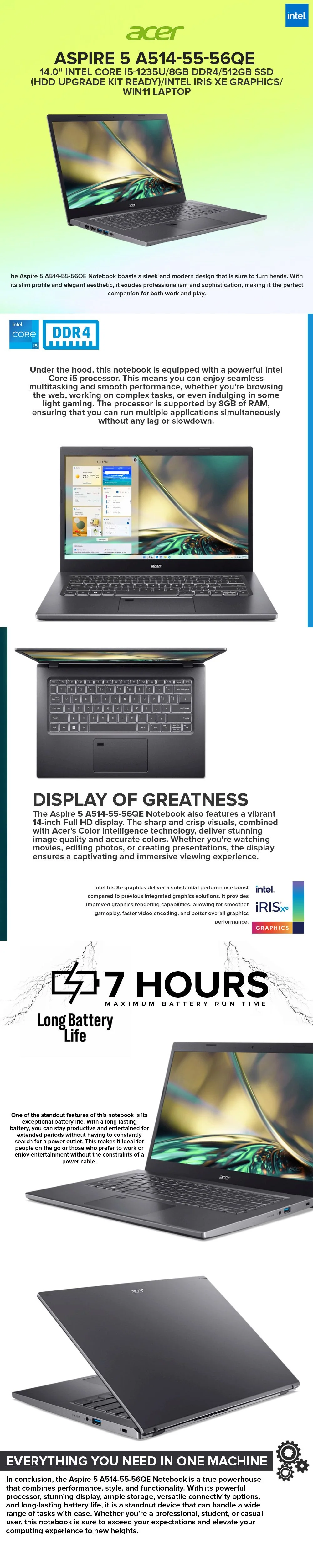 ACER ASPIRE 5 A514-55-56QE 14.0" Intel Core i5-1235U Laptop - Image 5