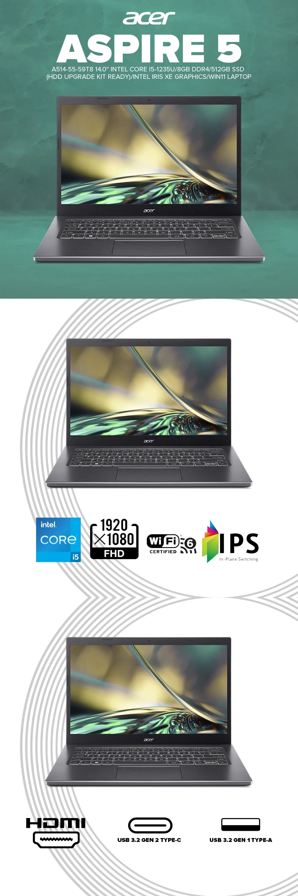 ACER ASPIRE 5 A514-55-59T8 14.0" Intel Core i5-1235U Laptop - Image 7