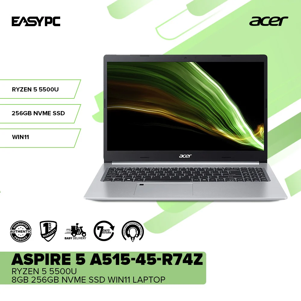 Acer Aspire 5 A515-45-R74Z Ryzen 5 5500U 8GB 256GB NVMe SSD  Win11 Laptop PS - Image 2