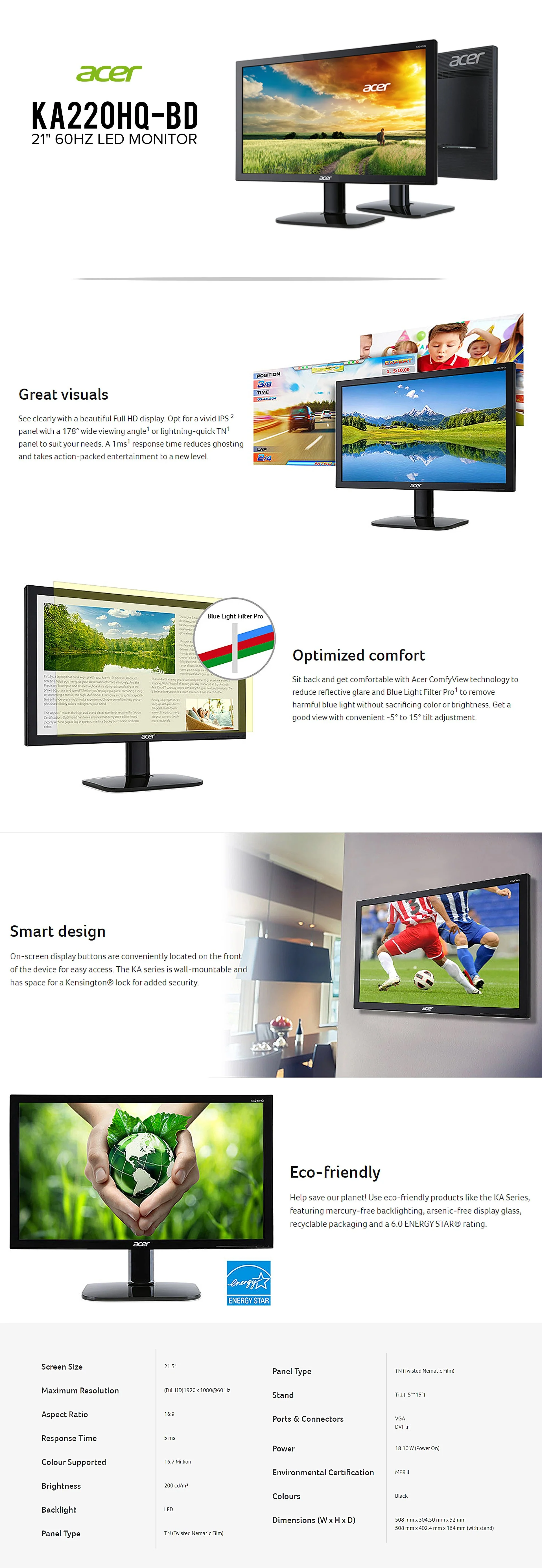 Acer KA220HQ-BD 21" 60Hz Led Monitor - Image 6