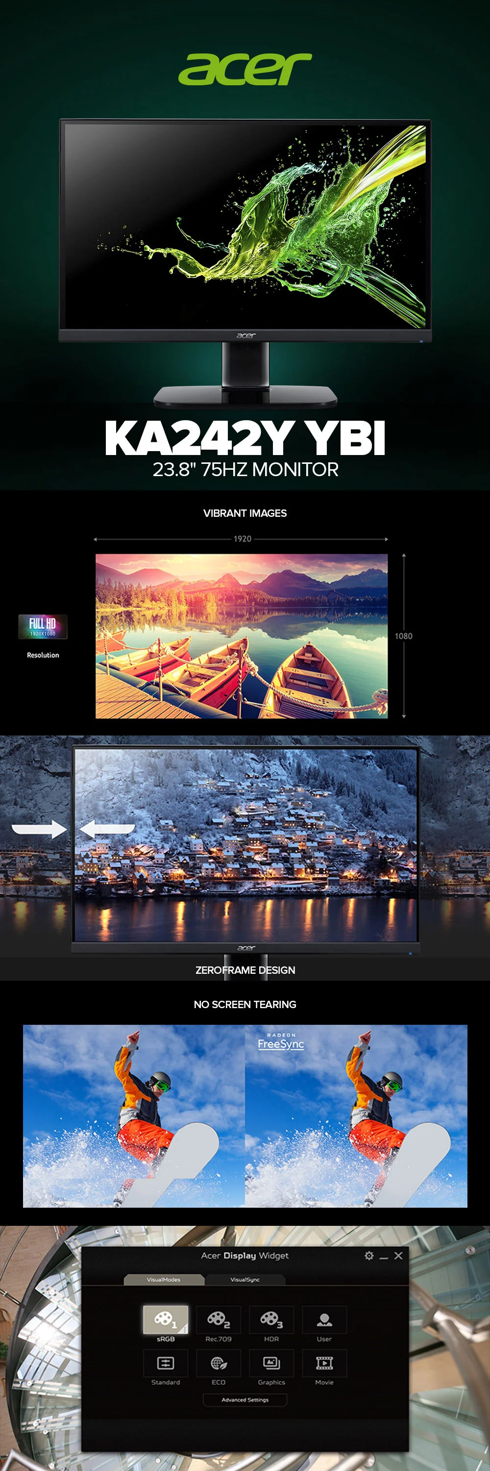 Acer KA242Y Ybi 23.8 75Hz Monitor - Image 7