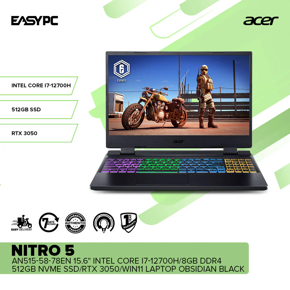 Acer Nitro 5 AN515-58-78EN 15.6" Intel Core i7-12700H Win11 Laptop Obsidian Black - Image 2