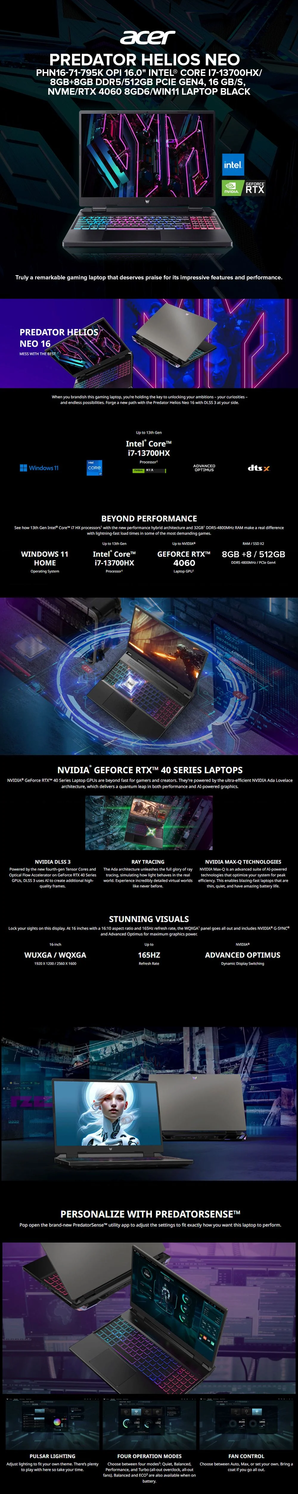 Acer Predator Helios Neo PHN16-71-795K OPI 16.0" Intel® Core i7-13700HX Win11 Laptop Black - Image 6