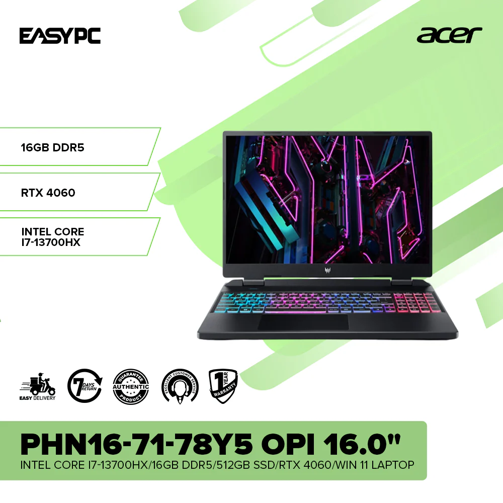 Acer Predator PHN16-71-78Y5 OPI 16.0" IntelCore i7-13700HX/16GB DDR5/512GB SSD/RTX 4060/Win11 Laptop - Image 2
