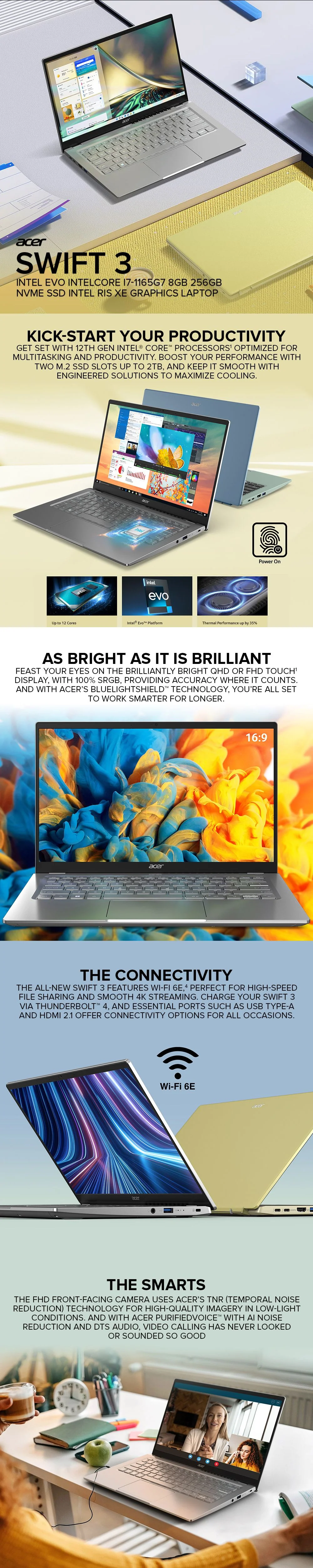 Acer Swift 3Intel Evo Intel Core i7-1165G7 8GB 256GB NVMe SSD Intel Iris Xe Graphics Win10 Laptop PS - Image 5