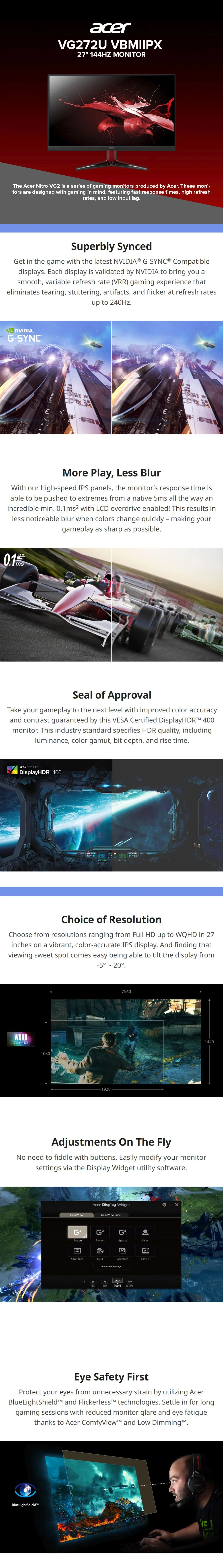 Acer VG272U Vbmiipx 27 144Hz Monitor - Image 5