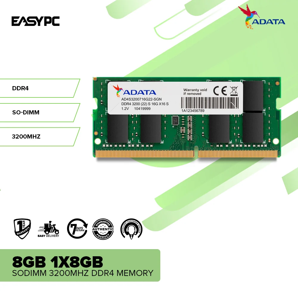 Adata 8GB 1x8GB SODIMM 3200mHz DDR4 Memory - Image 2