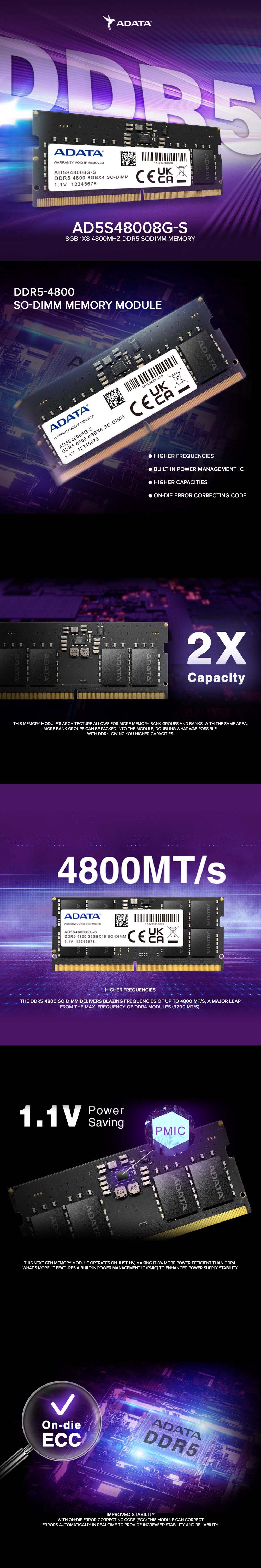 Adata AD5S48008G-S/8GB 4800Mhz Ddr5 Sodimm Memory - Image 6