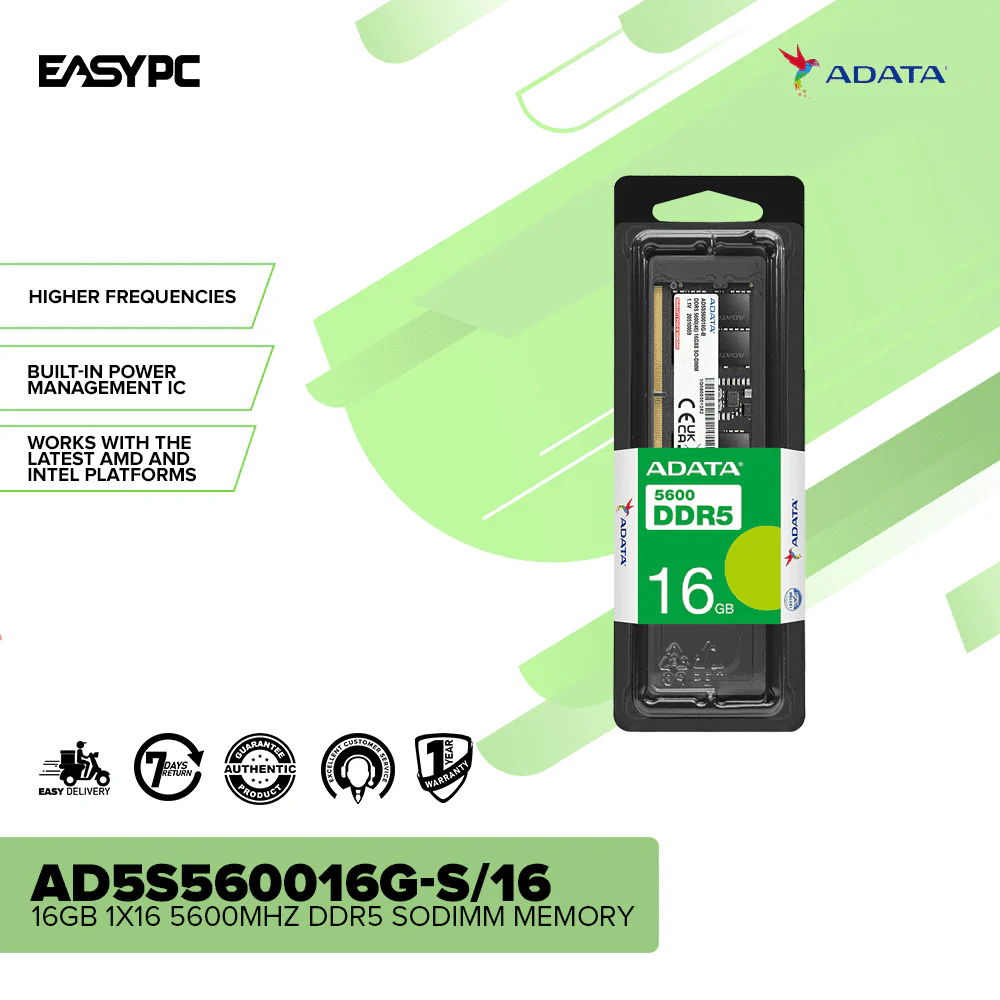 Adata AD5S560016G-S/16 16gb 1x16 5600mhz Ddr5 Sodimm Memory - Image 2