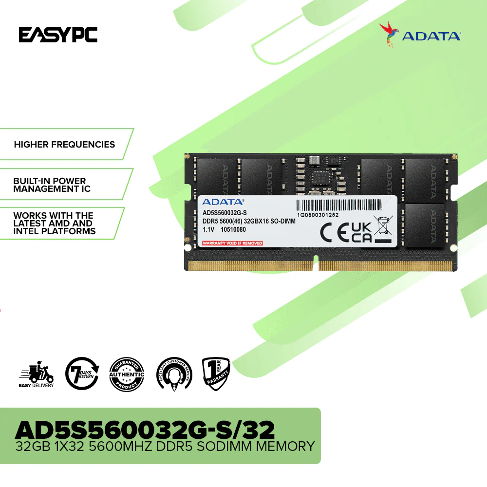 Adata AD5S560032G-S/32 32gb 1x32 5600mhz Ddr5 Sodimm Memory - Image 2