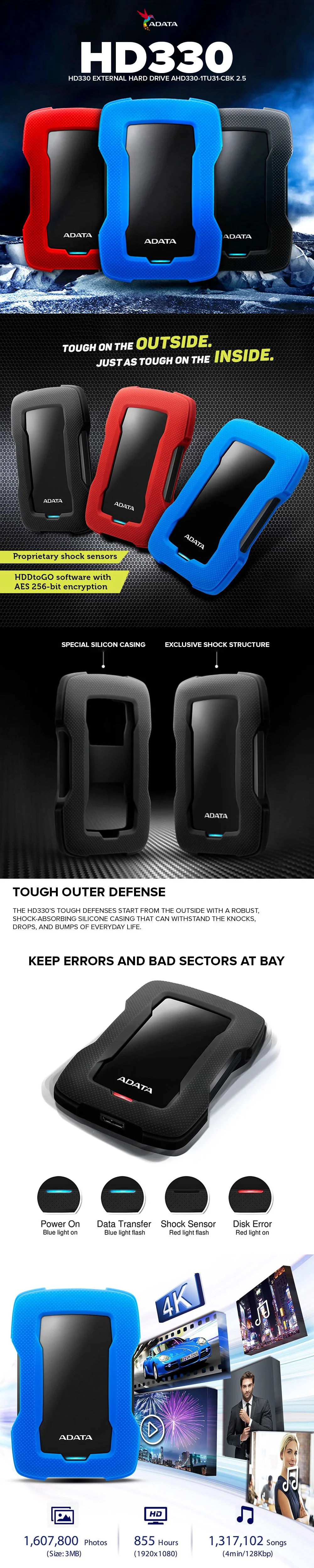 Adata HD330 External Hard Drive AHD330-1TU31-CBL 2.5 - Image 13