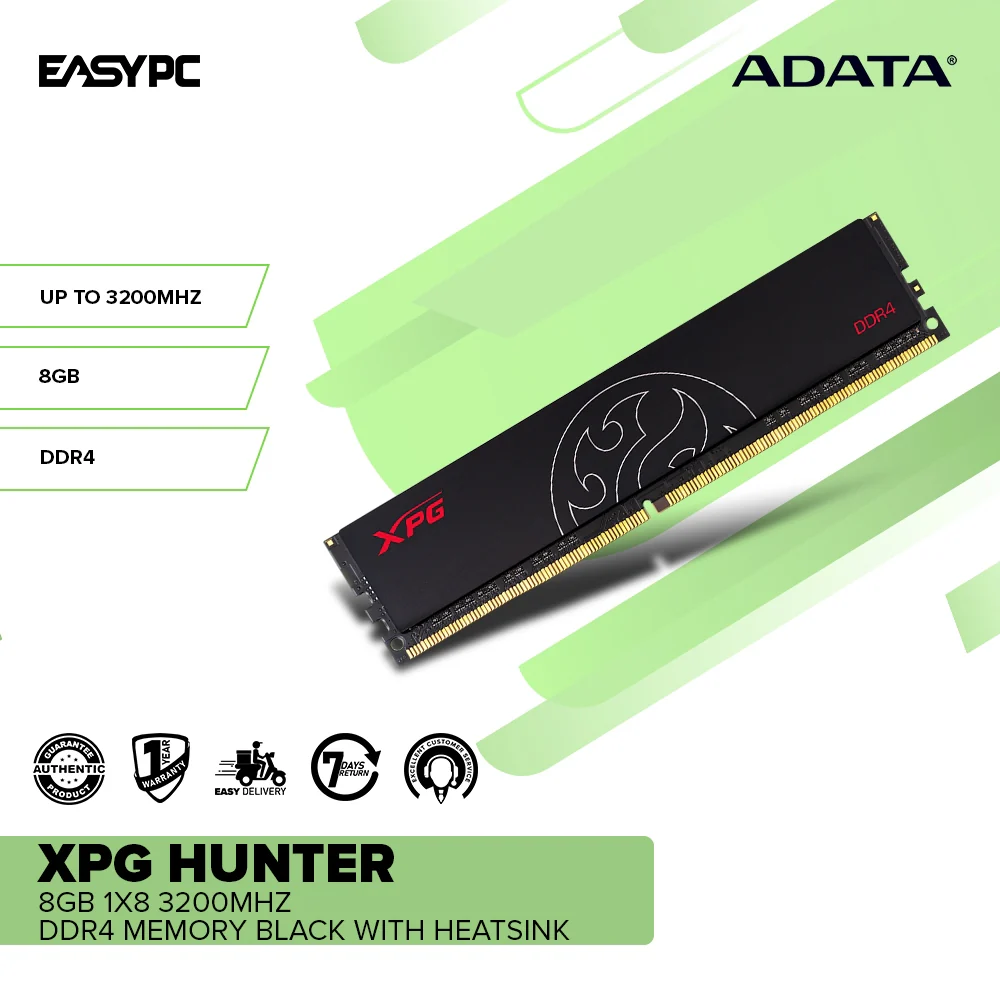 Adata XPG Hunter 8gb 1x8 3200mhz Ddr4 Memory Non-RGB Black with Heatsink - Image 2