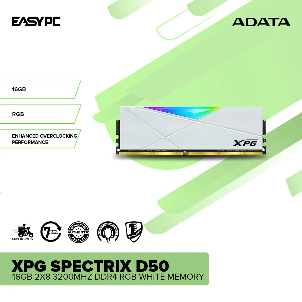 Adata XPG Spectrix D50 16GB 2x8 3200mHz DDR4 RGB White Memory - Image 2