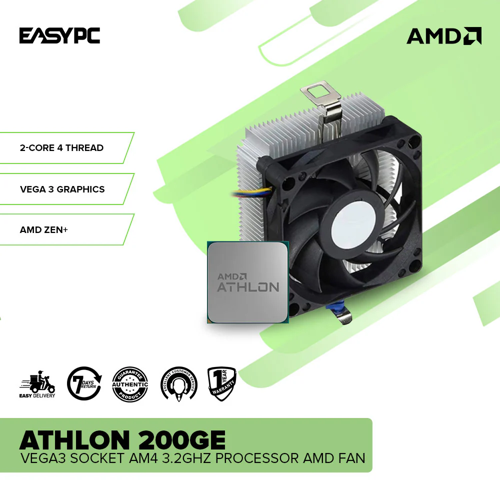 AMD Athlon 200GE Vega3 Socket Am4 3.2ghz Processor AMD FAN MPK - Image 2