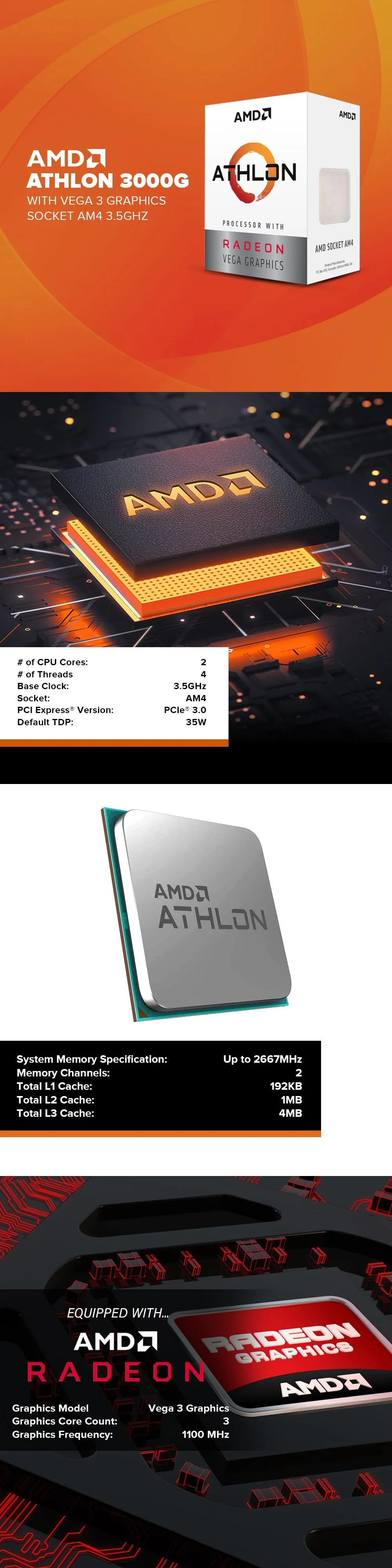 AMD Athlon 3000G Vega 3 Socket Am4 Graphic Processor Box Type - Image 10