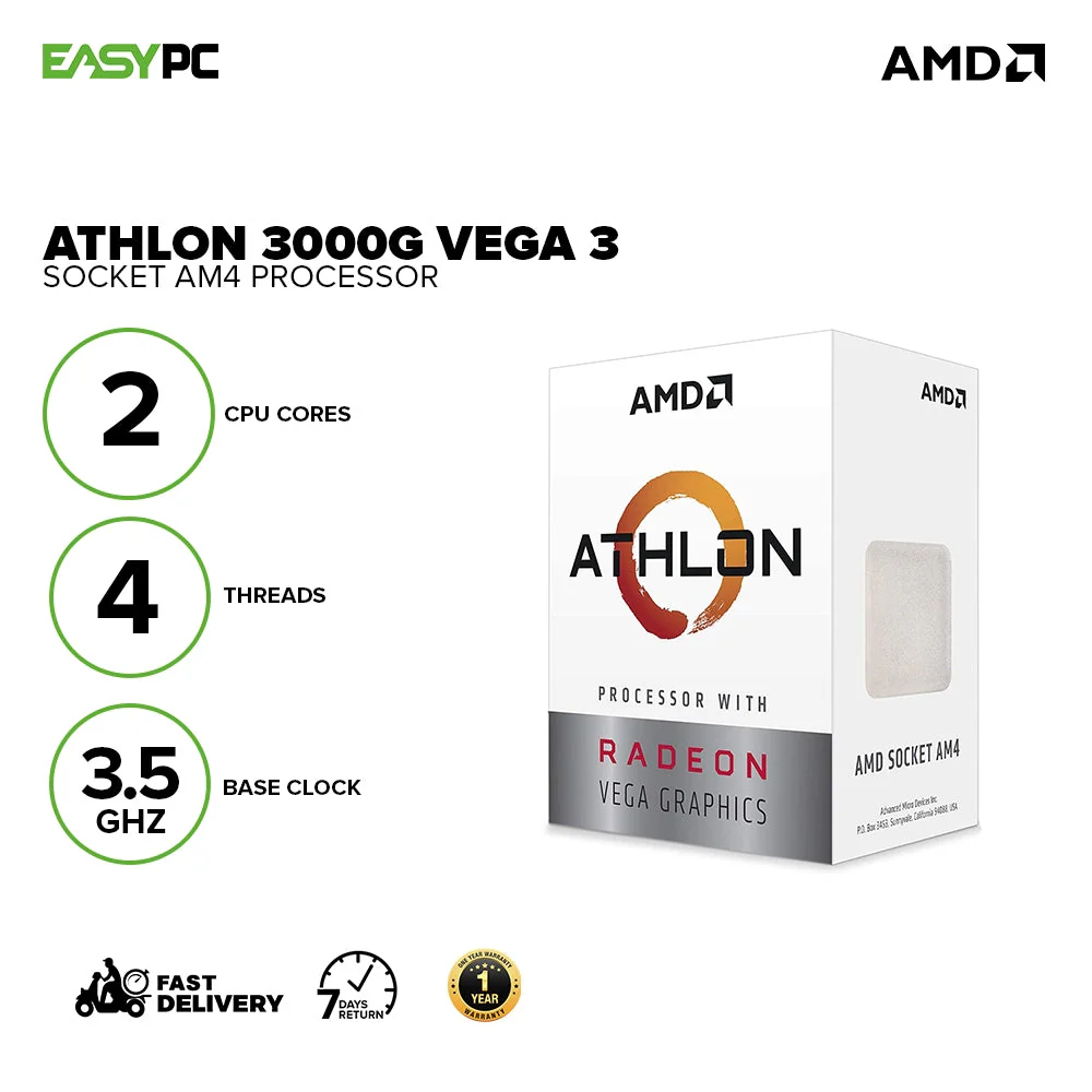 AMD Athlon 3000G Vega 3 Socket Am4 Graphic Processor Box Type - Image 2