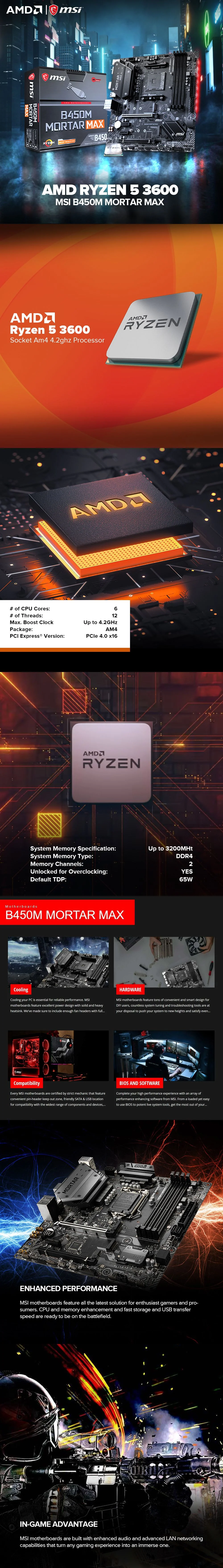 AMD Ryzen 5 3600 Processor + MSI B450M Mortar Max Motherboard Bundles - Image 3