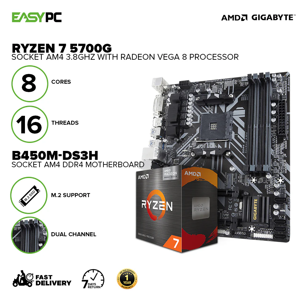 AMD Ryzen 7 5700G G and Gigabyte Motherboard EasyBundle - Image 2