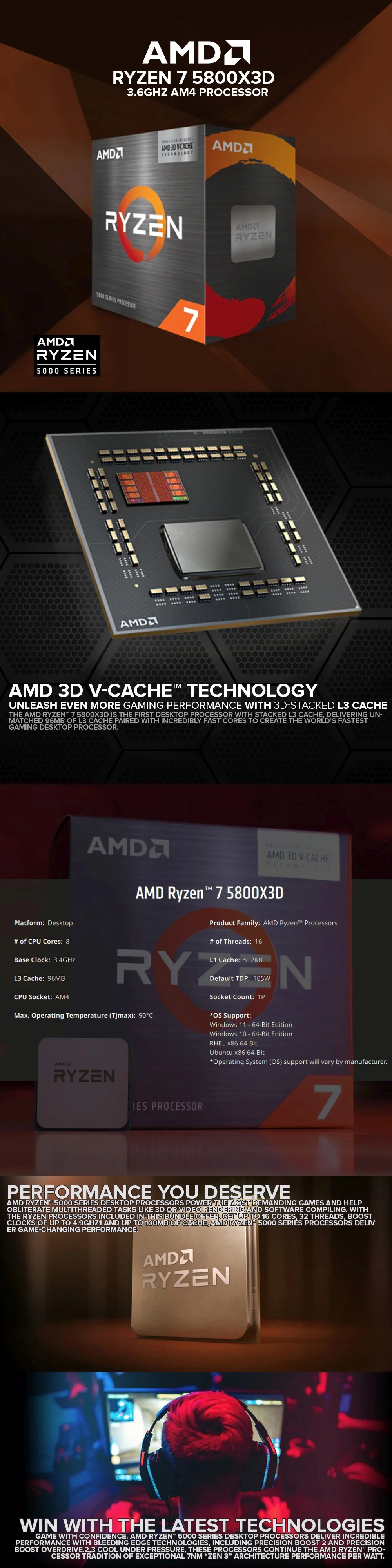 AMD Ryzen 7 5800X3D 3.6ghz AM4 Processor - Image 6