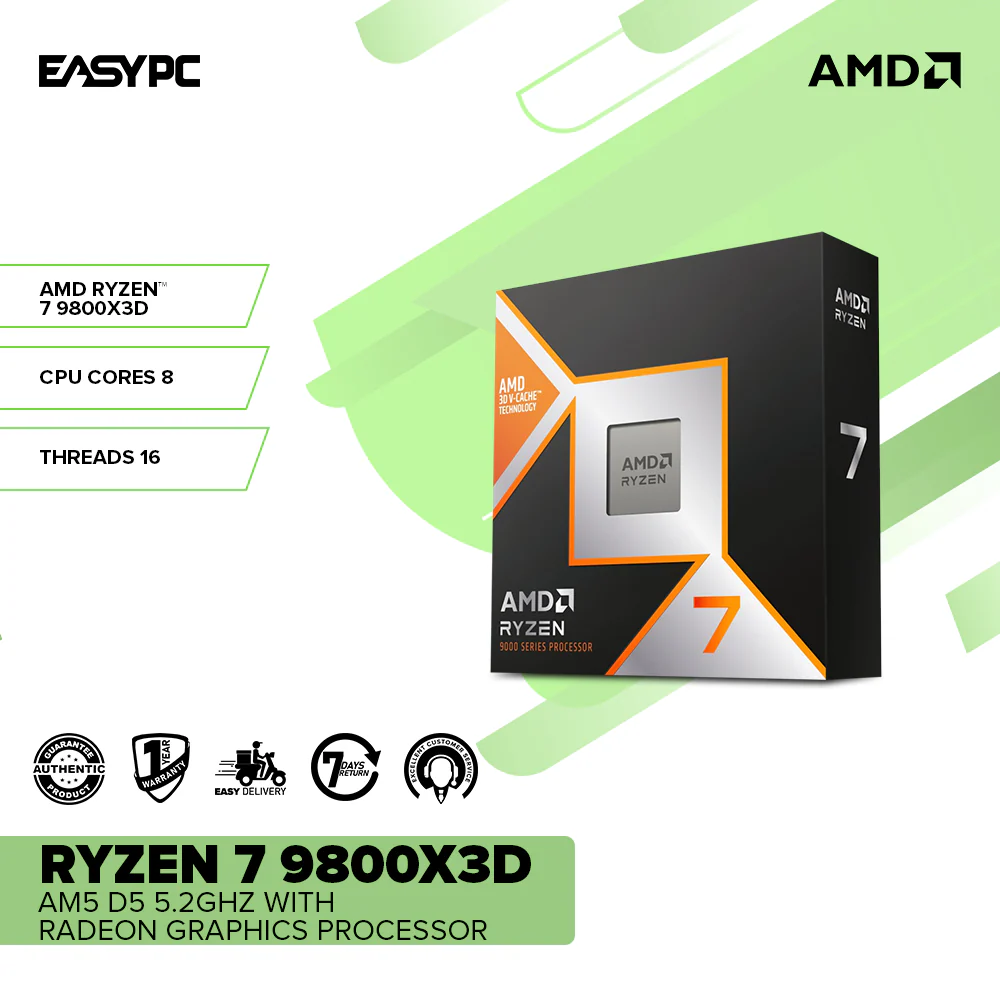 AMD RYZEN 7 9800X3D AM5 D5 5.2ghz with Radeon Graphics processor - Image 2