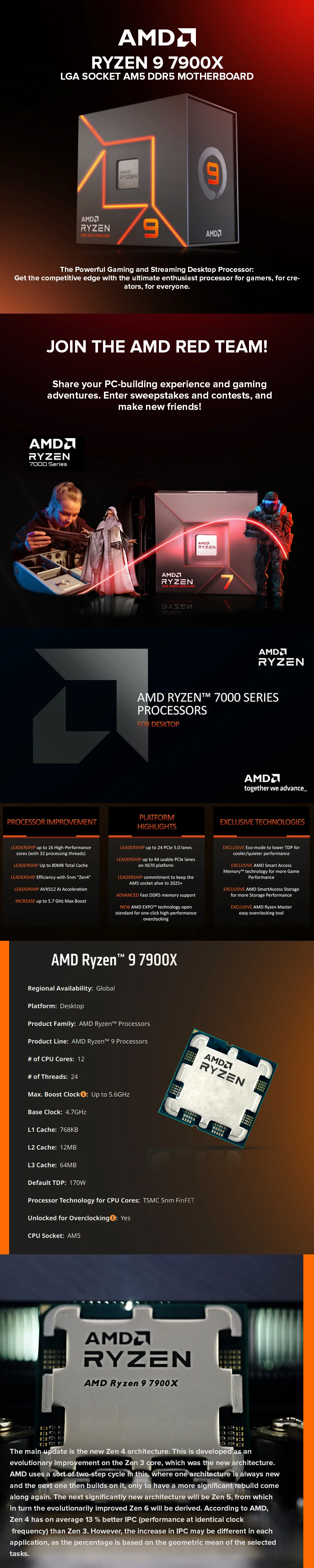 AMD RYZEN 9 7900X AM5 DDR5 Processor - Image 6