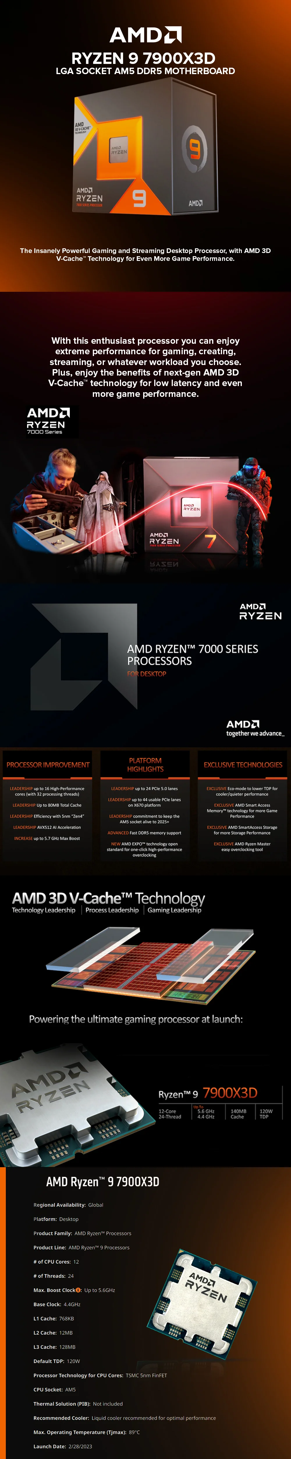 AMD RYZEN 9 7900X3D AM5 DDR5 Processor - Image 6