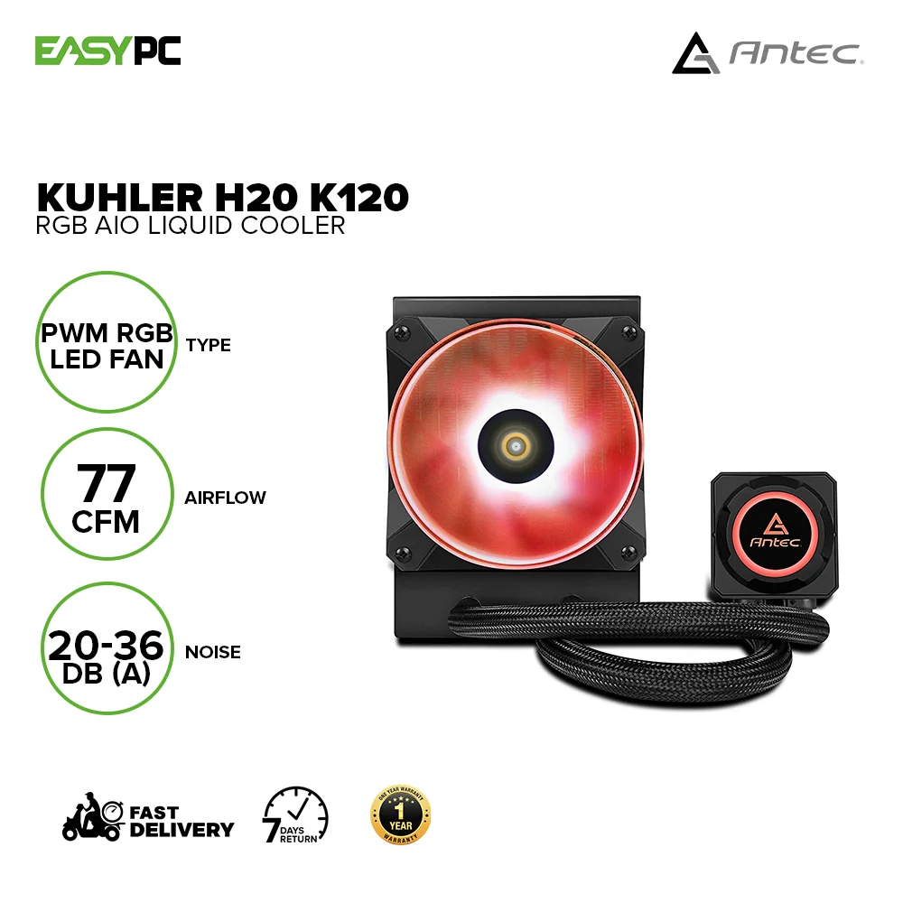 Antec Kuhler H20 K240 and K120 RGB PWM Fan, Strong Pump, Slim & Low-Profile Block Design AIO Liquid Cooler 19GLO - Image 7