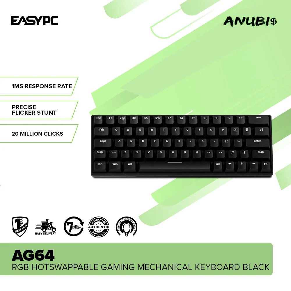 Anubis AG64 RGB Hotswappable Gaming Mechanical Keyboard Black - Image 2