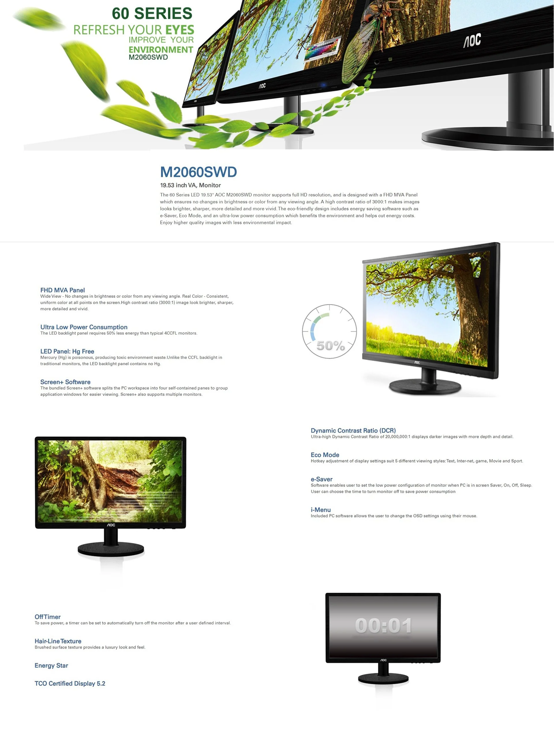 Aoc M2060SWD 20 Inches Led Monitor - Image 3