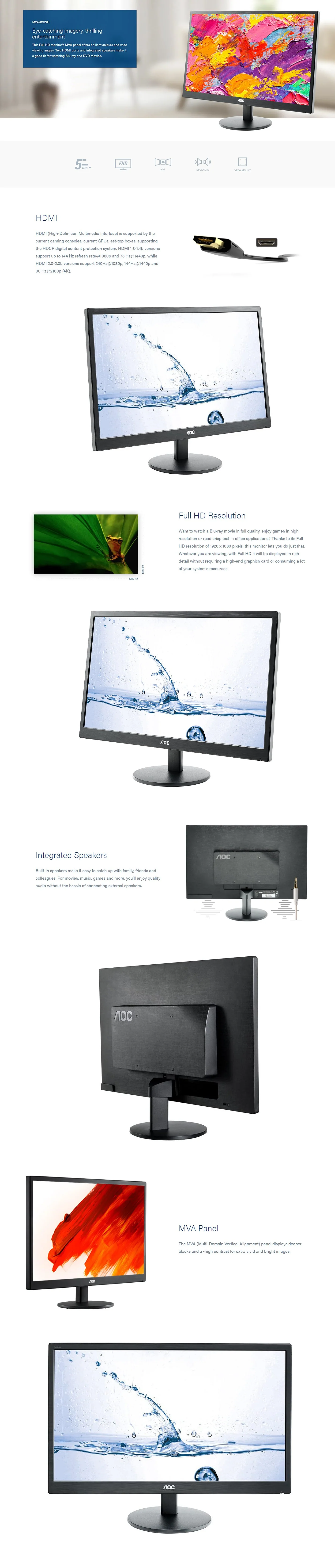 AOC M2470SWH 23.6 Led Monitor - Image 6