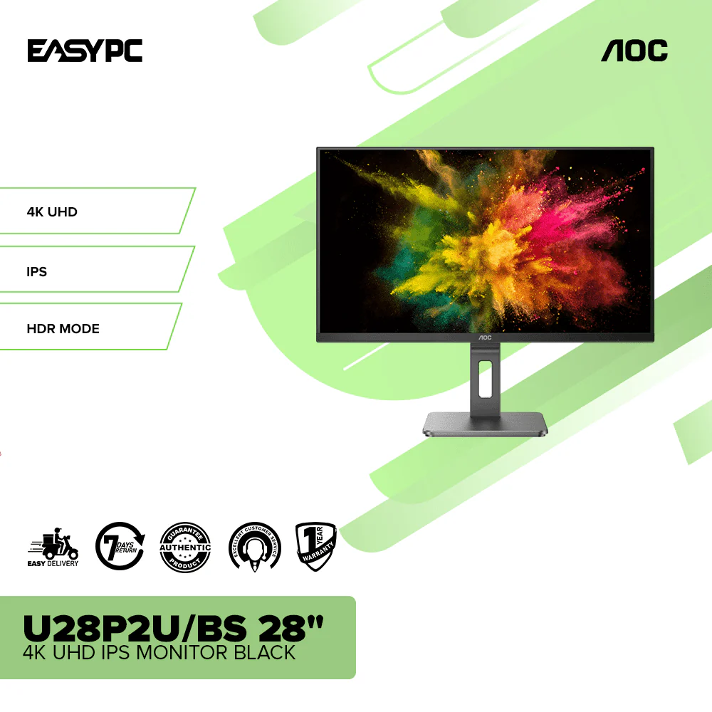 AOC U28P2U/BS 28" 4K UHD IPS Monitor Black - Image 2