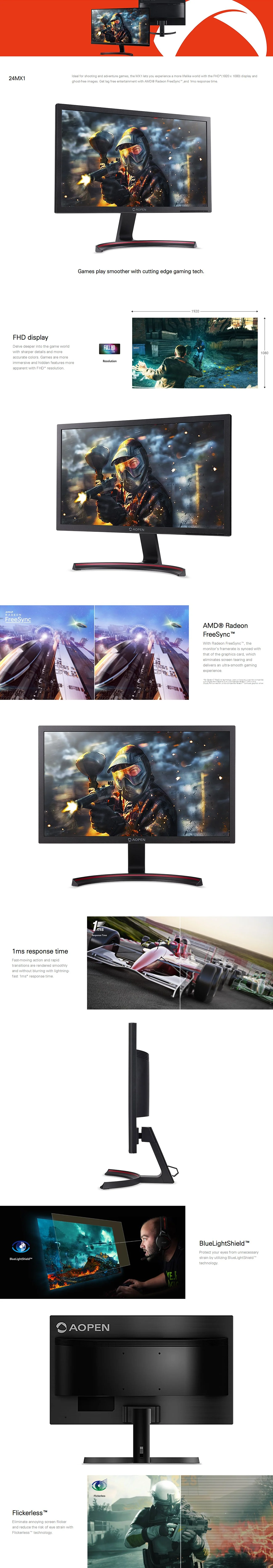 Aopen 24MX1-BII 24" TN Panel Gaming Monitor - Image 7