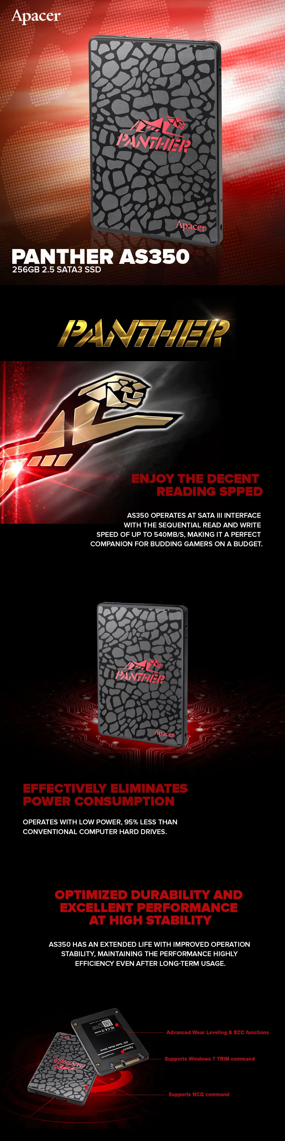 Apacer Panther AS350 256GB/512GB 2.5 SATA3 Optimized Durability & Excellent Performance at high Stability Solid State Drive - Image 10