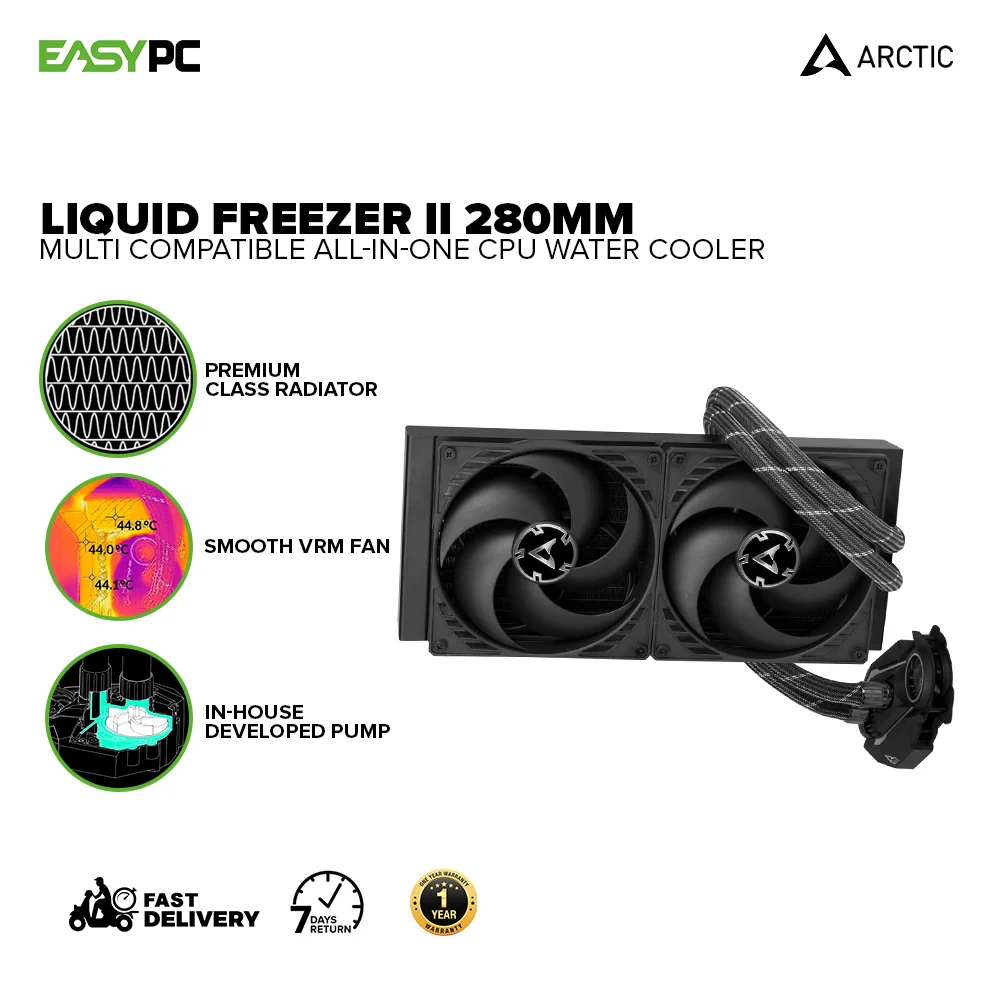 ARCTIC COOLING Liquid Freezer II- 120, 240, 280, 360 & 420mm Multi Compatible All-In-One CPU Water Cooler LGA 1700 Compatible Fully sleeved Tubes 4JTP - Image 12