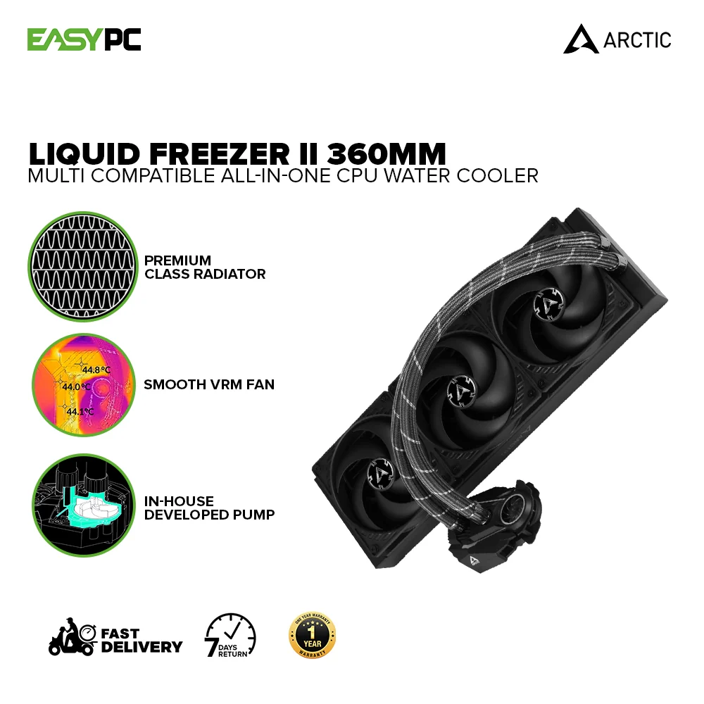 ARCTIC COOLING Liquid Freezer II- 120, 240, 280, 360 & 420mm Multi Compatible All-In-One CPU Water Cooler LGA 1700 Compatible Fully sleeved Tubes 4JTP - Image 17