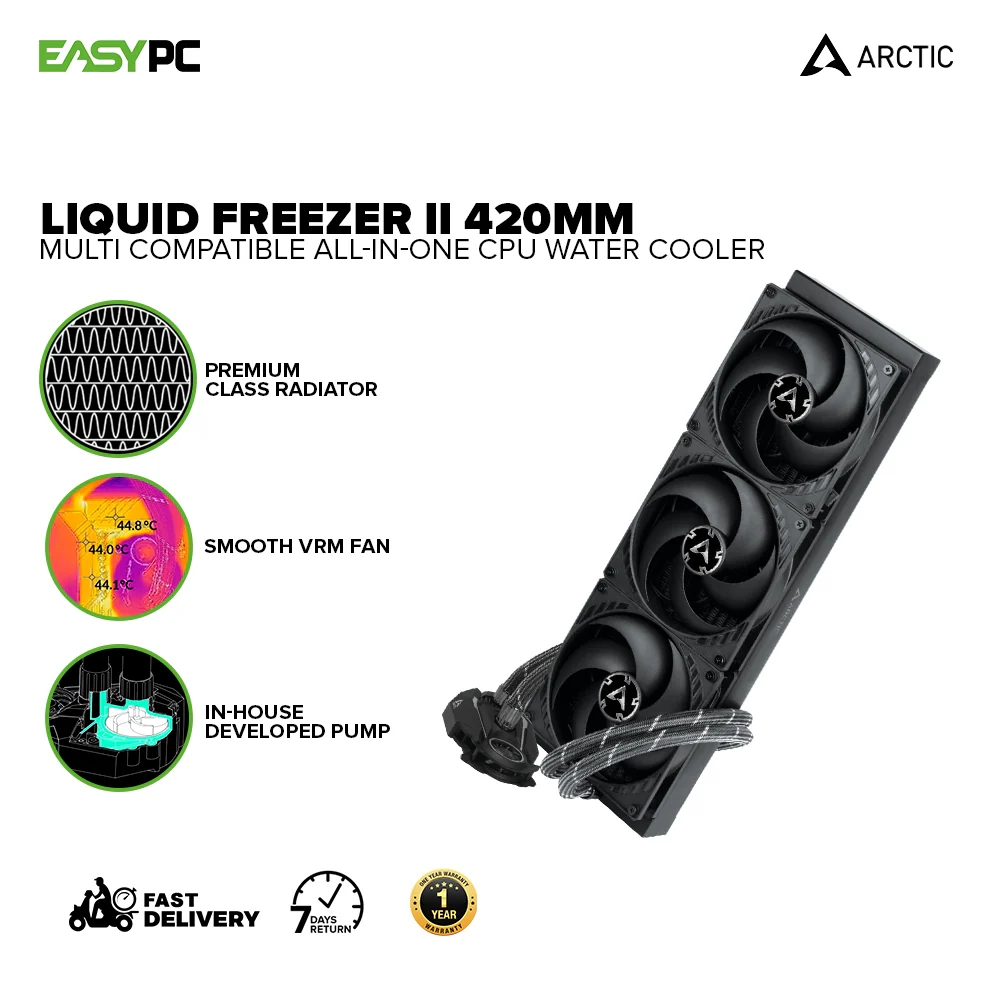 ARCTIC COOLING Liquid Freezer II- 120, 240, 280, 360 & 420mm Multi Compatible All-In-One CPU Water Cooler LGA 1700 Compatible Fully sleeved Tubes 4JTP - Image 22