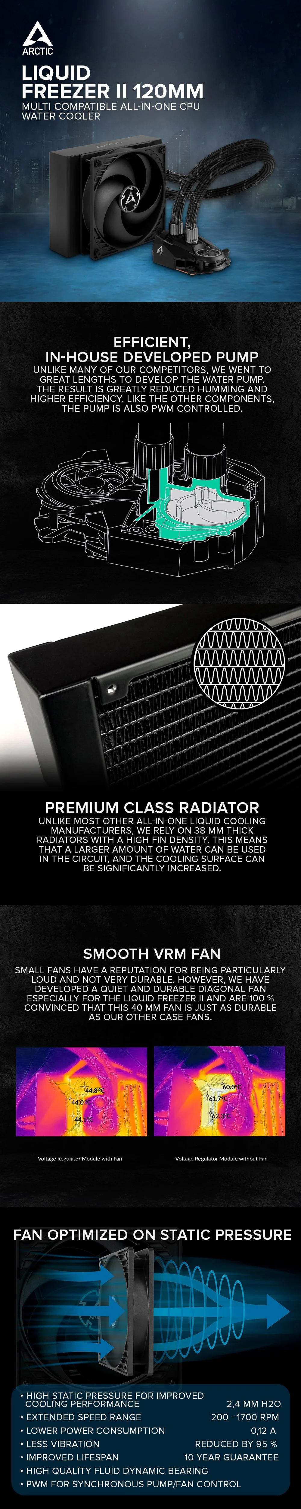 ARCTIC COOLING Liquid Freezer II- 120, 240, 280, 360 & 420mm Multi Compatible All-In-One CPU Water Cooler LGA 1700 Compatible Fully sleeved Tubes 4JTP - Image 26