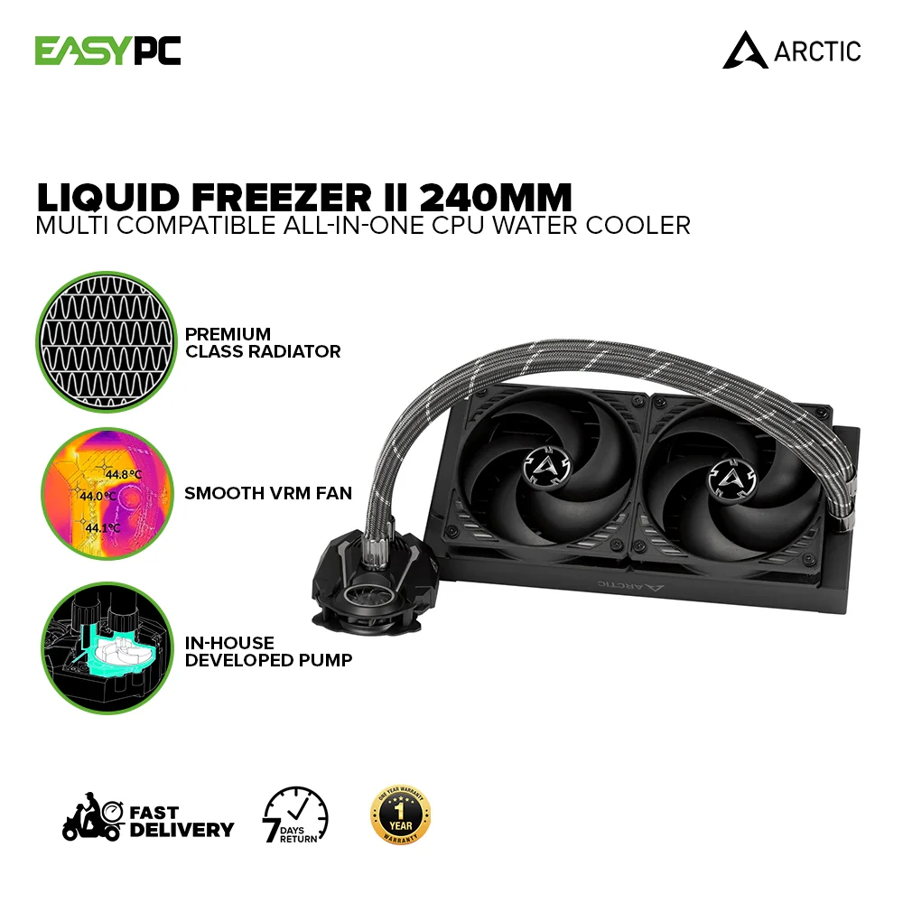 ARCTIC COOLING Liquid Freezer II- 120, 240, 280, 360 & 420mm Multi Compatible All-In-One CPU Water Cooler LGA 1700 Compatible Fully sleeved Tubes 4JTP - Image 7