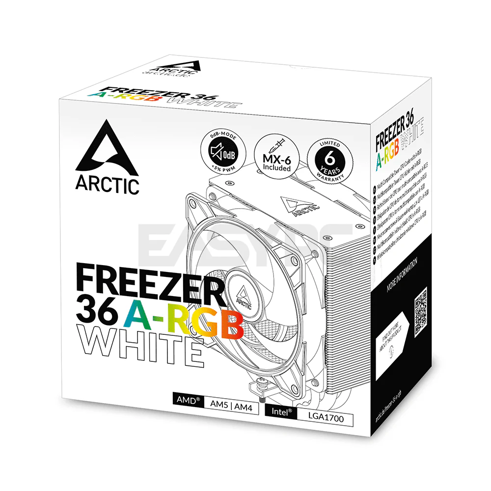Arctic Freezer 36 ARGB Multi Compatible Tower CPU Cooler White - Image 4