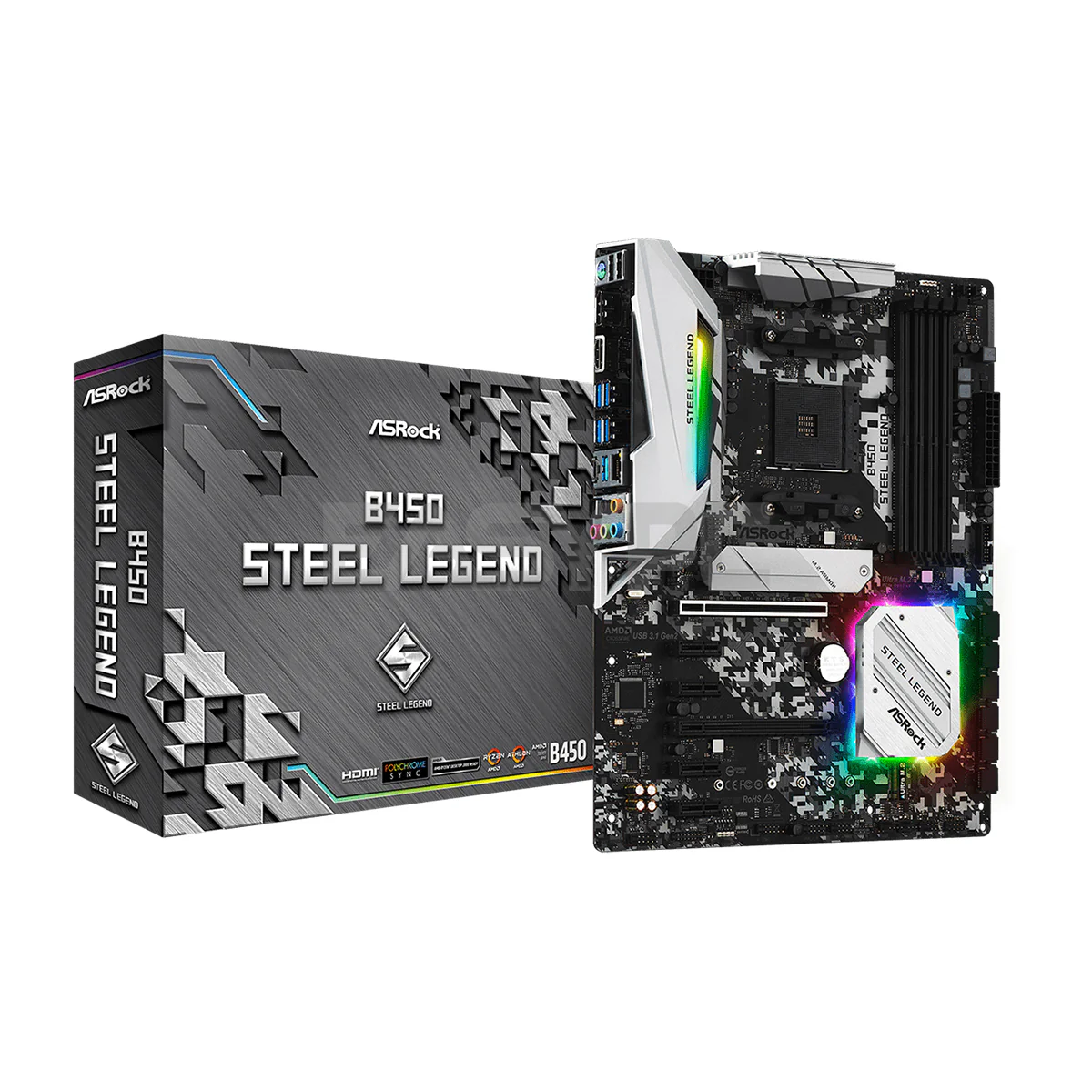 Asrock B450 Steel Legend Motherboard Socket Am4 Ddr4