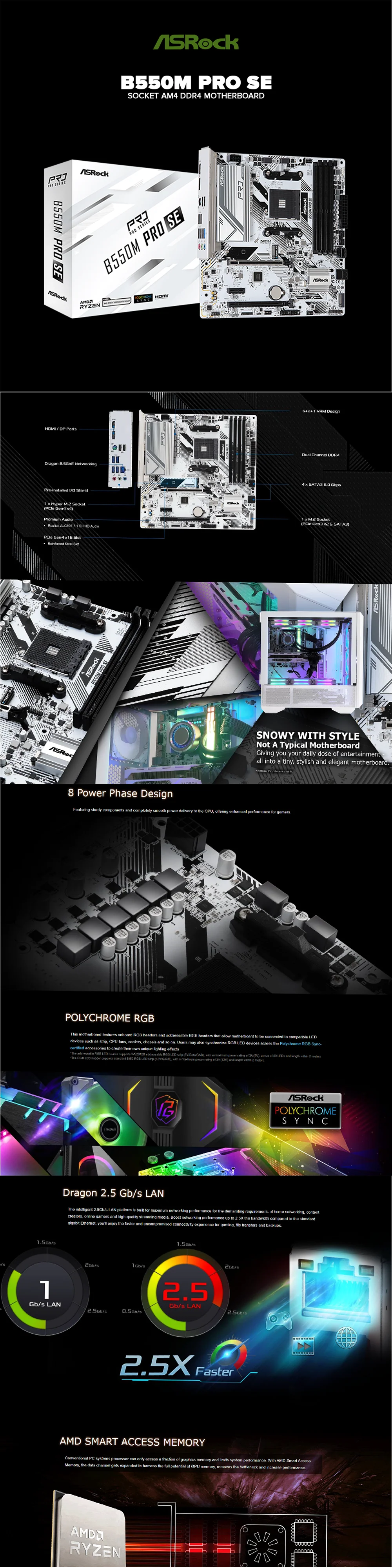 Asrock B550M Pro SE Socket Am4 Ddr4 Motherboard - Image 5