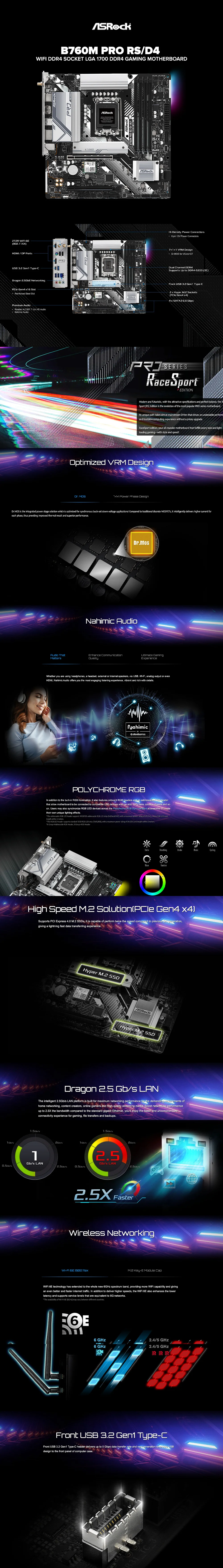 Asrock B760M Pro RS/D4 WiFi DDR4 Socket LGA 1700 Ddr4 Gaming Motherboard - Image 6